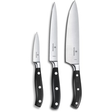 Victorinox, Grand Maître, Profi Koch-Set, 3-teilig, gerader Schliff, Extra Scharf, Robuster Kunststoffgriff, schwarz