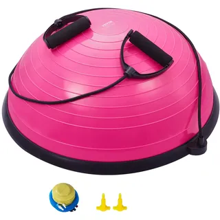 Vevor Halb-Gymnastikball-Trainer, 584 mm Balance-Ball-Trainer, Stabilitätsball mit 300 kg Tragkraft, Yoga-Ball mit Widerstandsbändern und Fußpumpe, Kraft-Fitnessball für das Heim-Fitnessstudio, Rosa