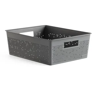 TATAY Aufbewahrungsbox 12L Bohol | Organizer-Box | Optimale Belüftung | Stapelbares Modulares System | Integrierte Griffe | BPA-freier Recycling-Kunststoff | 30x39x13,5 cm, Grau