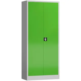 Classix Stahlschrank X-530335 lichtgrau, gelbgrün 80,0 x 38,0 x 180,0 cm, aufgebaut