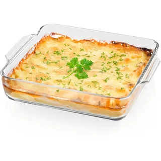 GOURMETmaxx Auflaufform für Heißluftfritteuse & Ofen - 1500 ml | Borosilikatglas Backform rechteckig | Auflaufform klein zum Zubereiten, Garen & Servieren | Für den Airfryer & Überbackenes etc.