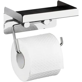 Wenko Toilettenpapierhalter 2 in 1 Edelstahl mit Ablage 2in1 silber, St.