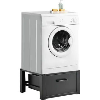 Waschmaschinen-Untergestell mit Schublade 63x54x31cm Schwarz - Schwarz