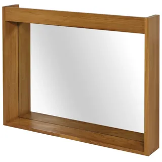 Mendler Teak-Wandspiegel HWC-M75, Badspiegel, Holzrahmen, hochwertiges B-Grade-Teak (Kernholz, 20-30 Jahre), 77x100cm