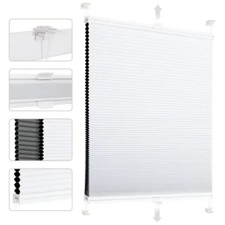Sekey Wabenplissee 40 x 120 cm Fenstergröße (Velux) Weiß/Grau