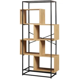 [en.casa] Bücherregal 80 x 160 x 33 cm Schwarz/Eiche
