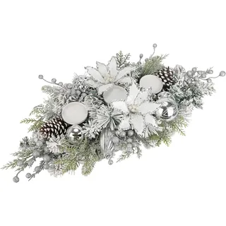 Weihnachtsdeko Tropfen Girlande für Weihnachten - Kerzenhalter, Künstliche Winter Swags Girlande mit Weihnachtsblumen Berry Clusters Christbaumkugeln für Weihnachtsdekoration