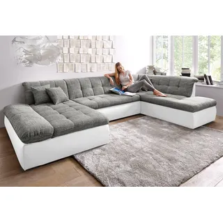 DOMO collection Wohnlandschaft Kunstleder U-Form 3-Sitzer Grau