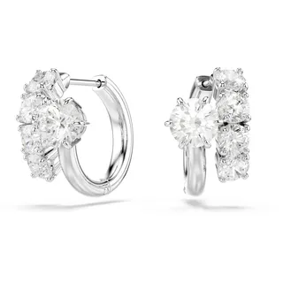 Swarovski Matrix Creolen, Rundschliff, Weiß, Rhodiniert