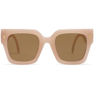 SOJOS Sonnenbrille Damen Groß Vintage Retro Quadratisch Cateye Rahmen UV400 Schutz Klassische Outdoor Moderne eckig Übergroß Sonnenbrillen SJ2194 mit C6 Creme Braun Rahmen