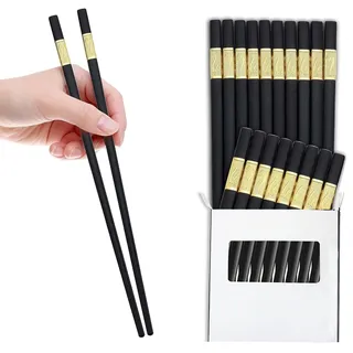 Chopsticks,10 PaarEssstäbchen,24 cm Legierungs Essstäbchen, Chinesische Stäbchen, Spülmaschinenfest, Rutschfestem Stile, Matt