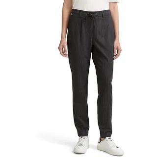 TOM TAILOR Damen 1049380 Loose Fit Hose mit Nadelstreifen, 38651-Grey White Pinstripe, 36W / 32L