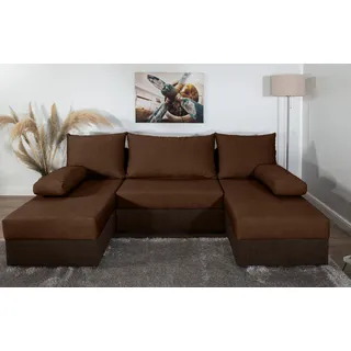 Collection AB Wohnlandschaft Polyester U-Form 2-Sitzer Braun