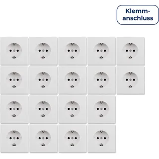 18x Schutzkontakt-Steckdose McPower "Shallow", 250V/16A, UP, Klemmanschluss, weiß, matt - Weiß