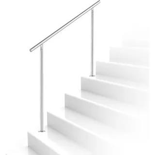 VINGO Handlauf Edelstahl, 160 cm gebuersteter Edelstahl, Treppengelaender mit ohne Querstreben fuer den Einsatz im Innen- und Aussenbereich