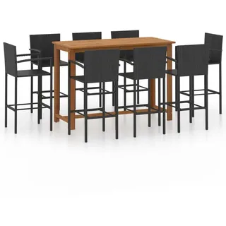 vidaXL 9-tlg. Gartenbar-Set Schwarz - Schwarz