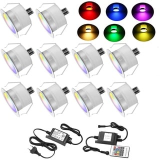 10 Stück Led Terrassenbeleuchtung Einbaustrahler RGB Einbaustrahler Bodeneinbauleuchte Bodenstrahler Bodeneinbaustrahler IP67 wasserdicht 0.6W Ø31mm led Terrasse Küche Garten bodenstrahler außen