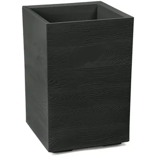 LAMELA Pflanzkübel mit Rollen Höhe 60 cm, 36L – Blumentopf aus Kunststoff in Holzoptik – Übertopf mit Wasserablauf – Modern für Innen & Außen - Wetterfest & Pflegeleicht, Schwarz