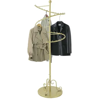 Spiral Kleiderständer Stabil Clothes Rack Kleiderstange Freistehend Gold Modern Spiralregal für Kleidung mit 30 kg Tragfähigkeit Kleideraufbewahrung für Schlafzimmer Flur Bad oder Geschäft (Gold)