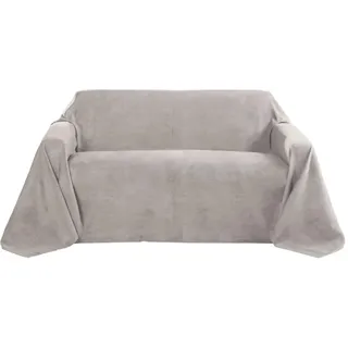 Beautissu Tagesdecke Romantica Wildleder Optik 210/280 cm Hellgrau , Textil , 210x280 cm , Heimtextilien, Bettwäsche & Leintücher, Tagesdecken