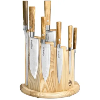 Böker Damast Olive Messerset 7-tlg. rostfrei Olivenholz