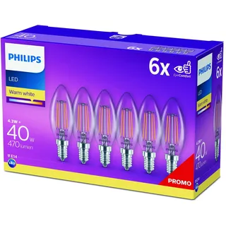 Philips LED-Birne 4,3W E14 warmweiß 6 St.