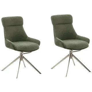 MCA Furniture Esszimmerstuhl PELION 4 Fuß Stuhl Edelstahl/Stoffbezug 360°, Dreh- - Silber