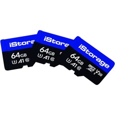 3 Pack iStorage microSD Card 64GB, Encrypt Data stored on iStorage microSD Cards Using datAshur SD USB Flash Drive, Compatible with datAshur SD Drives only