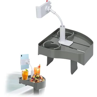aleawol 3-in-1 Getränkehalter Pool Verstellbarer Whirlpool Tablett mit Getränkehalter und Telefonständer Multifunktionales Whirlpool Zubehör für Outdoor Pool Spa