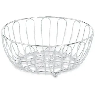 Zeller Obstkorb, aus Metall, verchromt, Elegante Obstschale zur Präsentation von frischem Obst, Maße (Ø x H): 28,5 x 12 cm