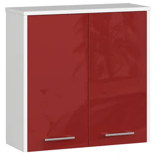 AKORD Furniture Factory OP0LLAZW60CZERWPOL, Weiß, Frei stehend, 2 Regale, 2 Tür(en), Glänzend, Drehtür - Weiß, Rot