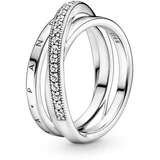 Pandora Ring "überkreuzendes Dreifachband" silber, Zirkonia 199057C01 54