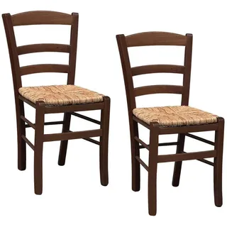 Holzstuhl Paesana Walnuss Dunkelheit Mit Sitzend Im Stroh Von Reis X 2