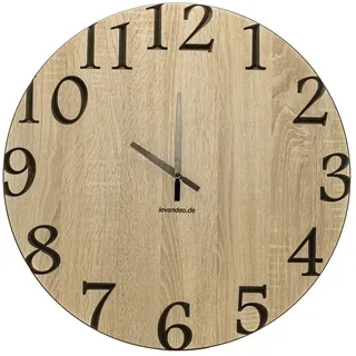 levandeo Wanduhr Holz 60cm Sonoma Eiche klassisch Marke