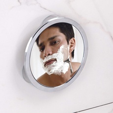 iDesign miroir maquillage à ventouse pour la salle de bain, petit miroir rond anti-buée en métal chromé, miroir salle de bain, argenté