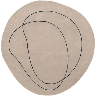 benuta Pure Wollteppich Shape Cream ø 200 cm rund , Textil , Abstrakt , Freiform , 200x200 cm , Gots , pflegeleicht , Teppiche und Böden, Teppiche, Schafwollteppiche