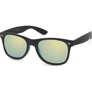 styleBREAKER Uni Nerd Sonnenbrille mit verspiegelten oder getönten Gläsern, klassisches Retro Design 09020039 - Schwarz
