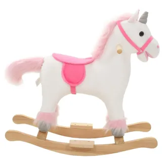 vidaXL Schaukeltier Einhorn Plüsch 65x32x58 cm Weiß und Rosa