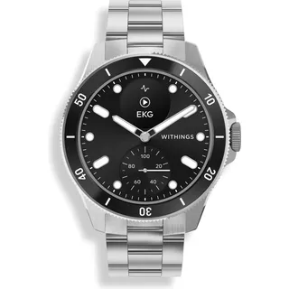 Withings ScanWatch Nova BT 42 mm Edelstahlgehäuse silber Edelstahlarmband silber M