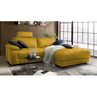 KAWOLA Sofa LOLA Ecksofa Stoff curry mit motorischer Relaxfunktion Recamiere rechts - Orange