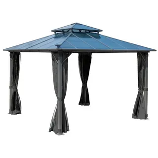 Brast Alu Pavillon Pagode 3,5x3,5m dunkelgrau mit Moskitonetz
