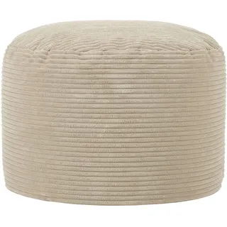 Icon Runder Sitzpuff „Frankie“, Beige, Cord Sitzsack Hocker, Groß Fußhocker für das Wohnzimmer, Sitzkissen