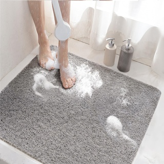 HITSLAM Duschmatte rutschfest, 60x60cm Badewannenmatte rutschfest mit Ablauf, Weiche PVC-Luffa Antirutschmatte Badewanne, Schnell Trocknende Badematte, Grau