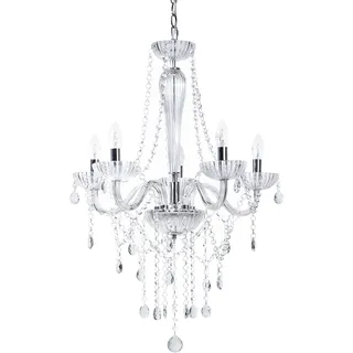 Beliani Kronleuchter Transparent - Silber Kristall-Optik 1-flammig Locone Silber