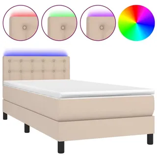 vidaXL Boxspringbett mit Matratze & LED Cappuccino-Braun 90x200cm - Braun