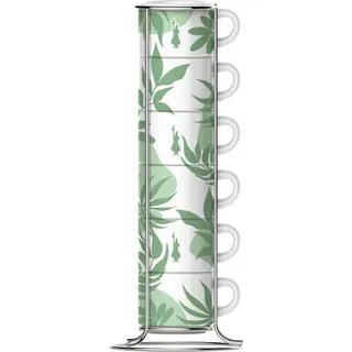 Bialetti Primavera Set mit 6 Espressotassen auf Ständer – Grün - Grün, Weiß