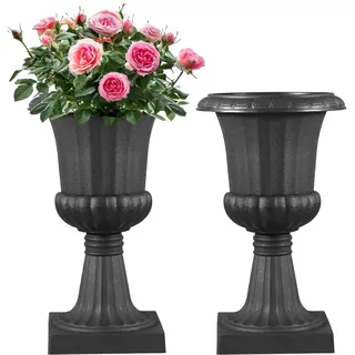 VEVOR Blumenspindel aus Kunststoff, 25x42 cm, 2er-Pack, Pflanzpokal. Pflanzkübel, Pflanzschale, Schwarze Blumentöpfe, für die Veranda, Hochzeit, Party, Zuhause, Bühne, Balkon, Terrassendekoration