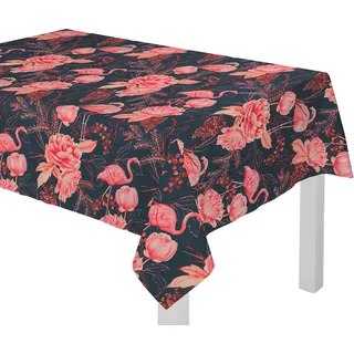 Tischdecke ADAM "Eden" Gr. 5, bunt (dunkelblau, pink), B:250cm L:145cm, Bio-Baumwolle, Tischdecken, Tischdecke, aus 100% Bio-Baumwolle