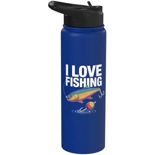 I Love Fishing Enthusiast Humor Fangspaß Stainless Steel Insulated Water Bottle