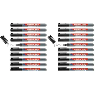 edding 361 Whiteboardmarker - schwarz - 10 Whiteboard Stifte - Rundspitze 1 mm - Boardmarker abwischbar - für Whiteboard, Flipchart, Magnettafel, Pinnwand, Memoboard - Sketchnotes - nachfüllbar